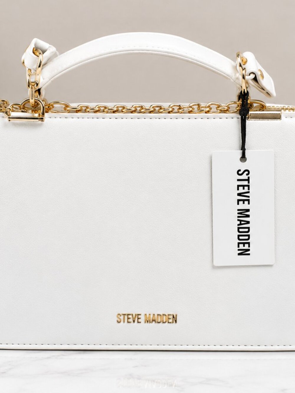 Steve Madden White Satchel Crossbody Bag Gold Hardware Purse